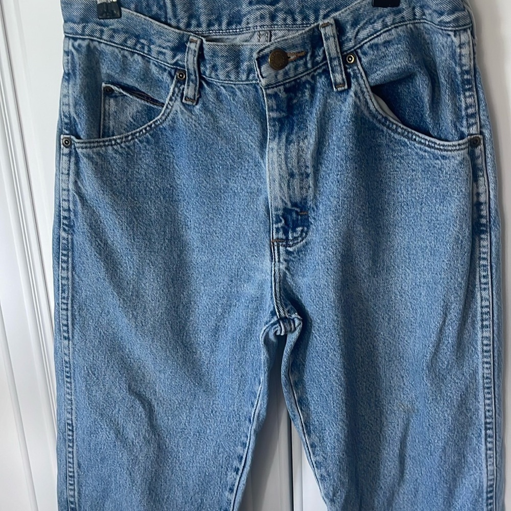 WRANGLER MENS BLUE DENIM JEANS sz 30 x 27 (read description) - Picture 4 of 15